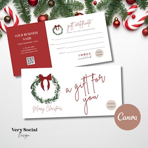 Boho Christmas Gift Certificate Printable Template DIY Gift Voucher | Editable Gift Card Spa Lash Salon Certificate Canva | INSTANT DOWNLOAD
