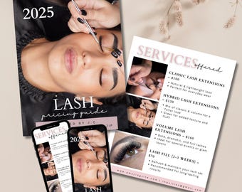 Lash Tech List Vorlage: Bearbeitbares Canva Salon Schild (Digitaler Download)