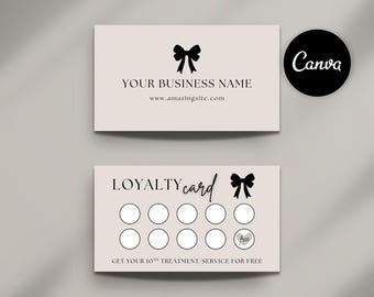 Coquette Bow Loyalty Card | Small Business | Reward Punch Card | Instant Download | Editable Canva Template