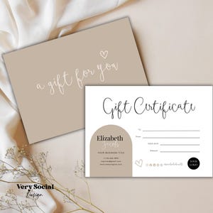 Boho Gift Certificate Printable Template DIY Gift Voucher | Editable Business Gift Card Spa Lash Salon Certificate Canva | INSTANT DOWNLOAD