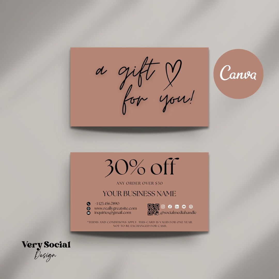 Editable Coupon Card Template: Modern Minimalist Small Business Loyalty ...