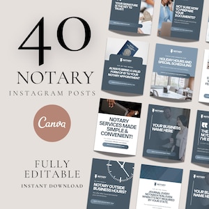 Notary Social Media Posts Templates Notary Marketing Bundle Instagram Posts Loan Signing Agent Facebook Business Posts Branding Notary Posts
