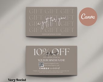 Coupon card template small business loyalty reward card editable discount card modern minimalist business marketing template