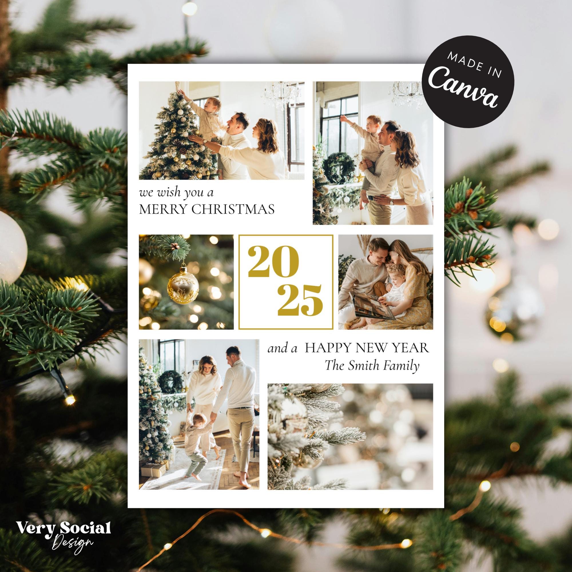 Holiday Photo Card Template | Editable Christmas Card | Canva Digital ...