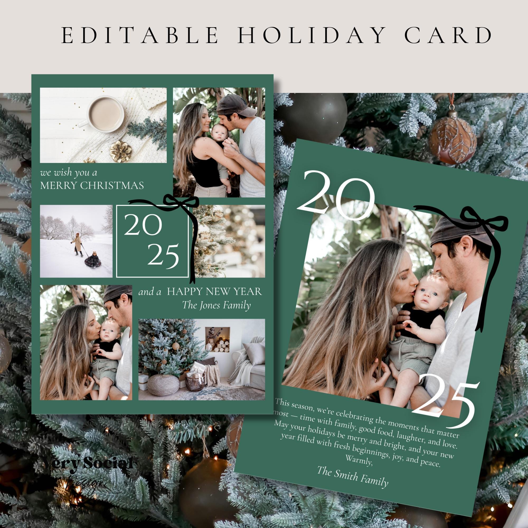 Holiday Photo Card Template | Editable Christmas Card | Canva Digital ...