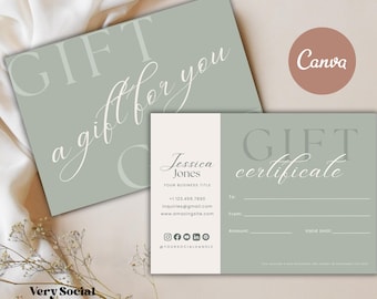 Editable Gift Certificate Template: Minimalist Boho Design (Canva, Instant Download)