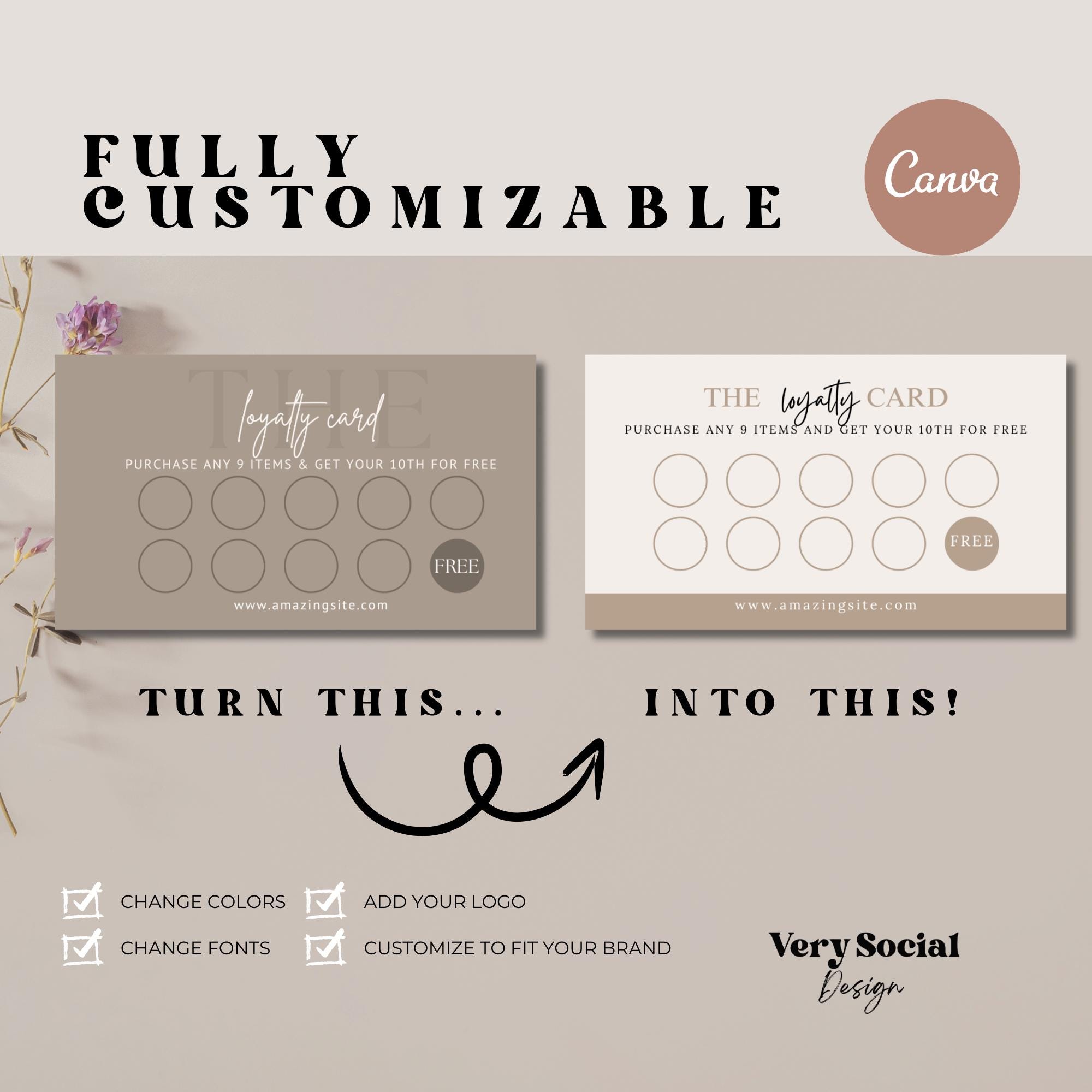 Editable Loyalty Card Template: Small Business Reward Program (canva ...