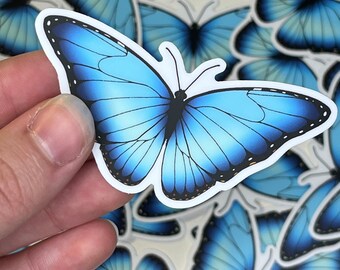 Blue Morpho Butterfly Sticker | Waterproof Vinyl Sticker