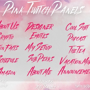 100 Twitch Panels, Neon Pink Twitch Panels, Grunge Twitch, Twitch Panels Pink, Cool Twitch Panels, Simple Twitch Panels, Cute Twitch Panels