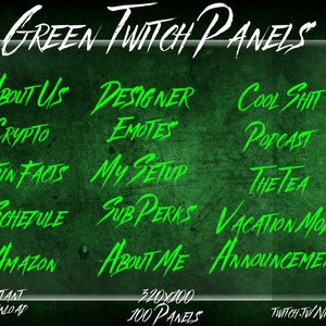 100 Twitch Panels, Neon Green Twitch Panels, Grunge Twitch, Twitch Panels Green, Cool Twitch Panels, Simple Twitch Panels