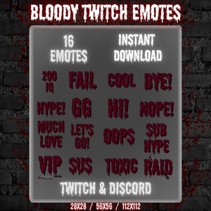 Bloody Twitch Emotes, Horror Twitch Emotes, Scary Twitch Emotes, Twitch Emotes, Cool Twitch Emotes, DBD Emotes