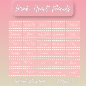 Pink Heart Panels, Cute Twitch Panels, Pink Aesthetic Panels, Heart Twitch Panels, Twitch Panels, Twitch Pink Panels, Cute Pink Twitch Panel