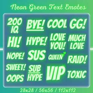 Neon Green Emotes, Twitch Emotes, Neon Emotes, Discord Emotes, Cute Emotes, Gaming Emotes, Bright Emotes, Streamer Assets, Fun Emotes