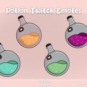 4 Cute Potion Twitch Emotes, Potion Emotes, Cute Emotes, Twitch Emotes, Pink Emotes, Purple Emotes, Fun Emotes, Witch Twitch Emotes