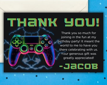 Video Game Birthday Thank You Card Arcade Thank You Card Birthday Invitation Gamer Birthday Gratitude Party Editable Printable Instant DIY