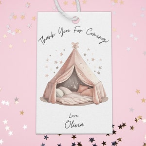 Sleepover Birthday Minimalist Invitation Set Slumber Party Invite Girl Pajama Party Glamping Tent Digital Printable Editable Download Canva image 4