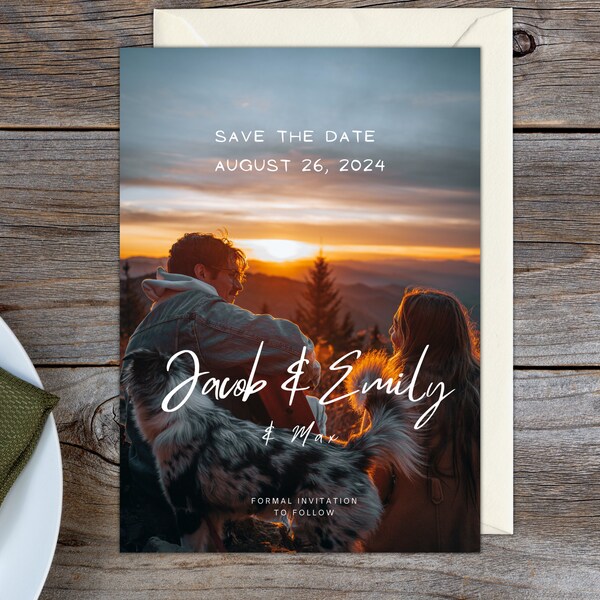 Pet Save the Date Announcement, Fully Editable Template, Engagement Announcement with Pet Dog Cat, My Humans are Getting Married, Custom