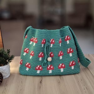 Mushroom bag graph pattern & love bag tapestry crochet bag English Video Tutorial /Crochet pdf Pattern/Crochet bag/ Wayuu bag/tapestry bag