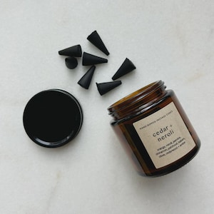 Cedar + Neroli Scented Charcoal Incense Cones | Incense for Gifting and Home Fragrance - 25 count