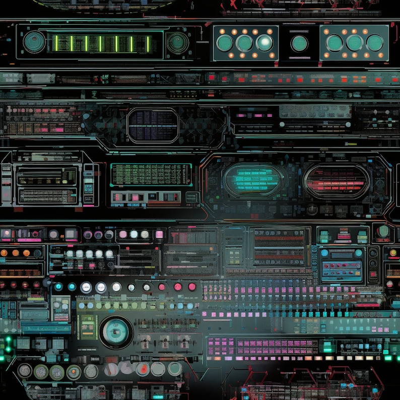 Circuitry Panel Interface Scifi Circuitry Panel (seamless Texture Sticker) (5.5-inch LARGE ...