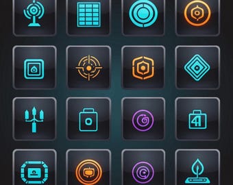Scifi Button Icons Futuristic Alpha (5.5-inch LARGE Sticker)