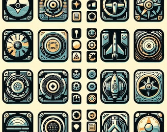 Retro Futuristic Sticker Panel