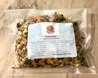 Turkey Dinner, Unprocessed Dog food, Healthy Dog Food, Real Food For Pets, Homemade Gourmet Pet Food, Dog Nutrition, Organic Dog Food Topper