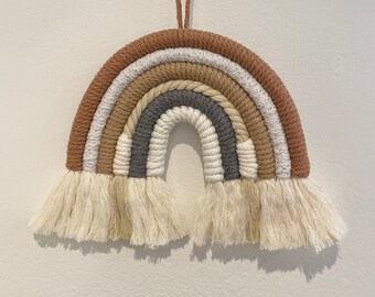 Rainbow Wall Hanging with Tassels, Neutral Nursery Decor, Wall Art