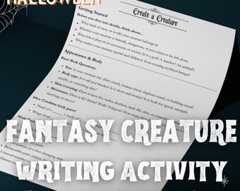 Halloween Mythical Creature Creator, Creative Writing Activity for Middle School, Digital Download, Activity Pack