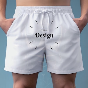 Board Shorts Mockup, Swim Trunks Mockup, All White, Customize, Beach Shorts Mockup, Pool Shorts, White Shorts Mockup, Mockup Designs