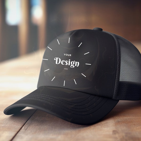 Black Hat Mockup, Trucker Hat Mockup, All Black, Customize, Cap Mock up, Baseball Cap, Blank Hat,