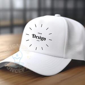 White Hat Mock Up, Trucker Hat Mockup, All White, Customize, Cap Mock up, Baseball Cap, Blank Hat,