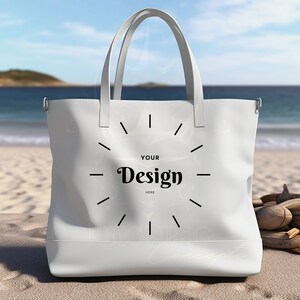 Strandtasche Mockup, Anpassen, Ganz Weiß, Tote Mockup, Pooltasche, Weiße Tasche Mockup, Mockup Designs, Strandleben, Mockup Designs, Strandtasche
