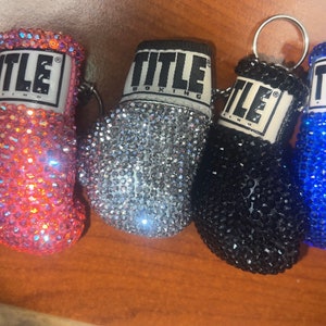 Bedazzled boxing glove keychain