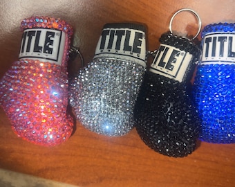 Bedazzled boxing glove keychain
