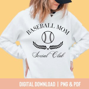 Baseball Mom Social Club / Baseball Mom PNG / Baseball / Sports Mom / Download digitale