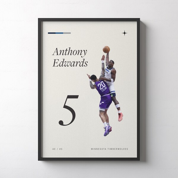 Anthony Edwards Poster, Anthony Edwards Dunk, Basketball Poster, Ant Edwards Dunk Poster, Sports Poster, Ant Edwards Poster, Gift For Him