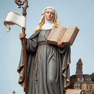 Sankta Birgitta av Sverige, katolsk skyddshelgon av Europa och änkor, 3D-utskriven religiös figur, mystisk pilgrimgåva - handmålad i fullfärg