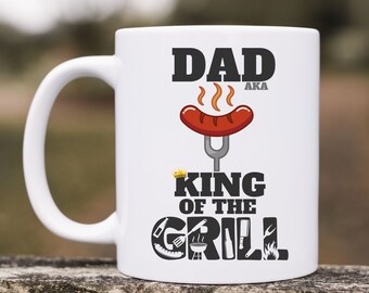 DAD, King ot The Grill, 11oz Coffee Mug, BBQ Dad Fathers Day Gift, Christmas Gift, Gift for Dad