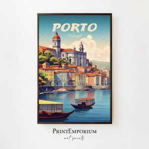 Porto Travel Poster, Portugal Wall Decor, Portugal Travel Poster, Port of Porto Poster, Porto City Art, Portugal Wall Art, Large Wall Art