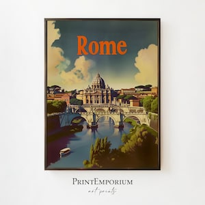 Vatican City Rome Poster | Vintage Italian Landscape | Retro Travel Wall Art | Digital Download | Large Printable Decor | Rome Wall Art
