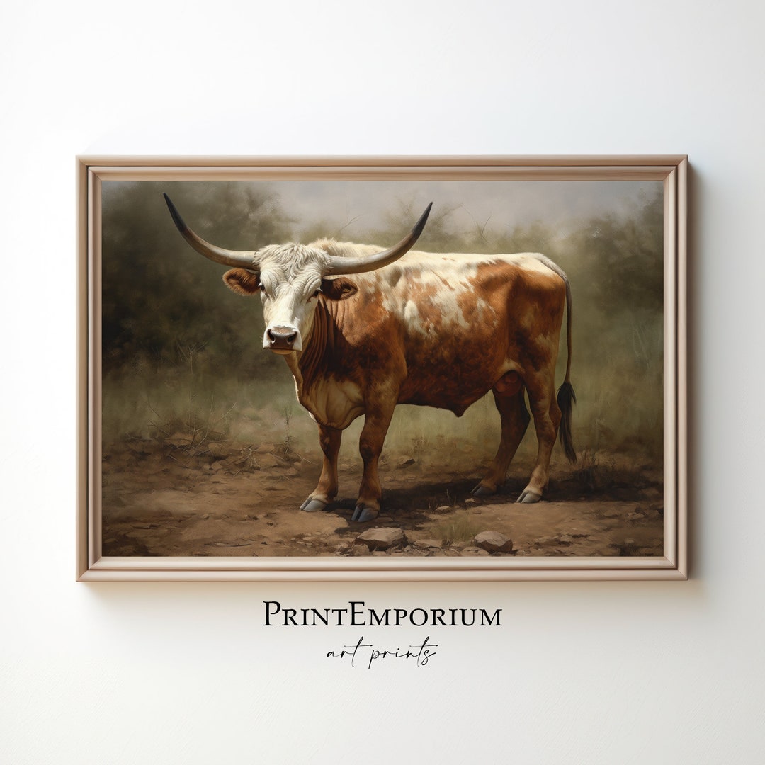 Longhorn Cow Painting Cow Art Print Western Wall Decor - Etsy