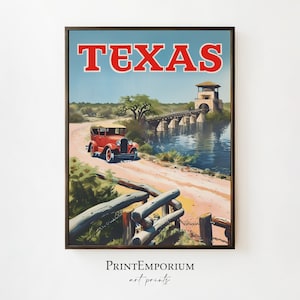 Vintage Texas Travel Poster, Rustic Western Decor, Desert Landscape Print, Retro Wall Art, Southwestern Wall Art, PRINTABLE Antique Art