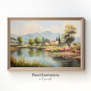 Italian Countryside Landscape Wall Art, Vintage Painting, Italy Art Print, Fine Art Print, Italy Painting, Large Wall Art, Rustic Wall Decor
