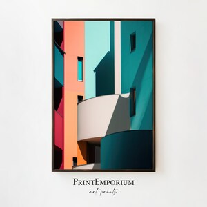 Abstract Architecture Print, Modern Art Print, Contemporary Art, Pastel Wall Painting, Large Framed Print, Home Decor, Contemporary Art