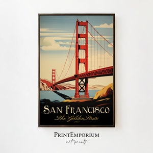 Golden Gate Bridge Vintage Travel Poster, San Francisco Poster, PRINTABLE Travel Poster, Travel Gift, DIGITAL Travel Art, Golden Gate Print