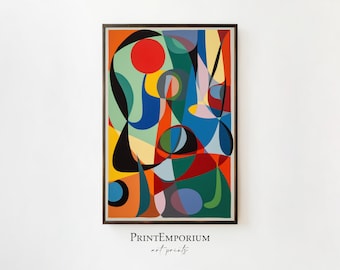 Colorful Abstract Painting, Framed Abstract Art, Modern Wall Art, Contemporary Decor, Abstract Art Print, Geometric Wall Art, Large Wall Art