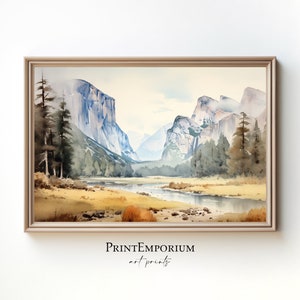 Yosemite Watercolor Art Print, National Park Painting, Yosemite Wall Art, Yosemite Art Print, National Park Art, Large Wall Art, Watercolour