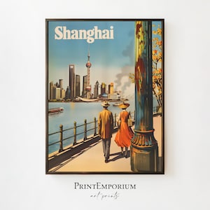 Shanghai China Print | Vintage Travel Poster | Retro Wall Art | Asian Travel Decor | China Tourism | DIGITAL DOWNLOAD | PRINTABLE Large Art