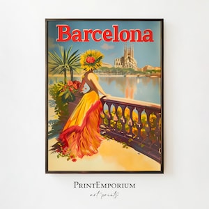 Barcelona Spain Print | Vintage Travel Poster | Retro Wall Art | Midcentury Decor | European Wall Art | DIGITAL DOWNLOAD | PRINTABLE Art